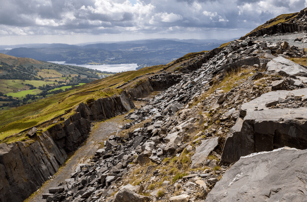 Natural slate as it forms overlooking the countryside